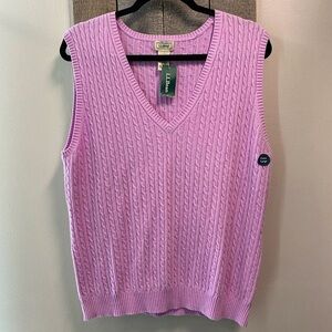 NWT L.L. Bean Cashmere Cotton Baby Pink Knit Sweater Vest Women’s Size XL